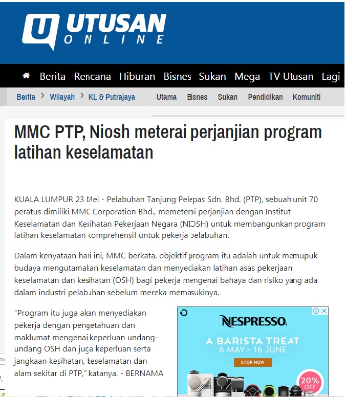 Pelabuhan Tanjung Pelepas Sdn Bhd. - MMC PTP, Niosh ...