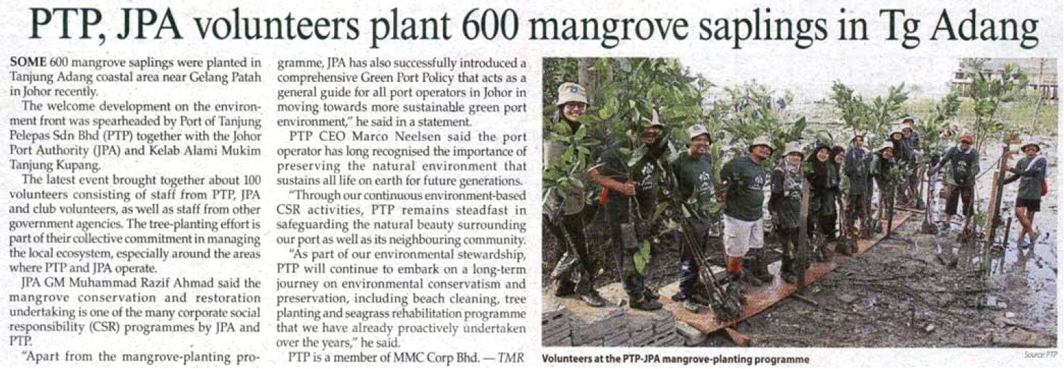 PTP, JPA volunteers plant 600 mangrove saplings in Tg Adang
